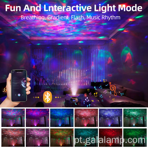 Carregamento sem fio de luz de projeção RGB recarregável USB